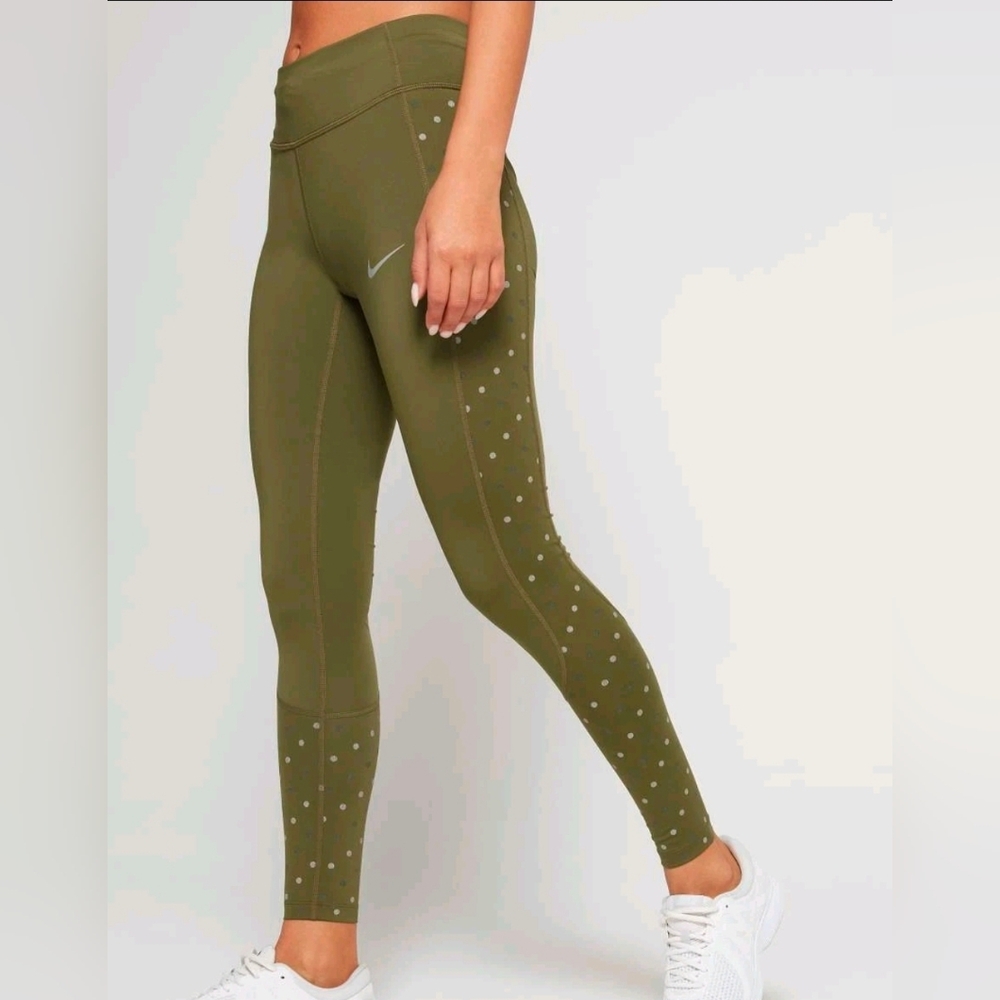 NIKE Power Racer Flash Reflective Polka Women's Running Training Tights Ladies M
